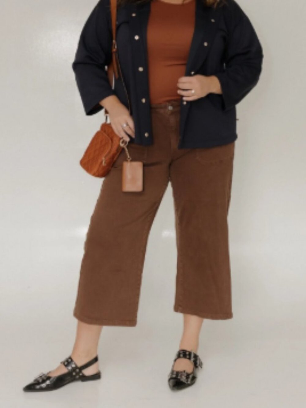 Judy Blue Briar High Rise Control Top Wide Leg Crop Jeans Brown 16W